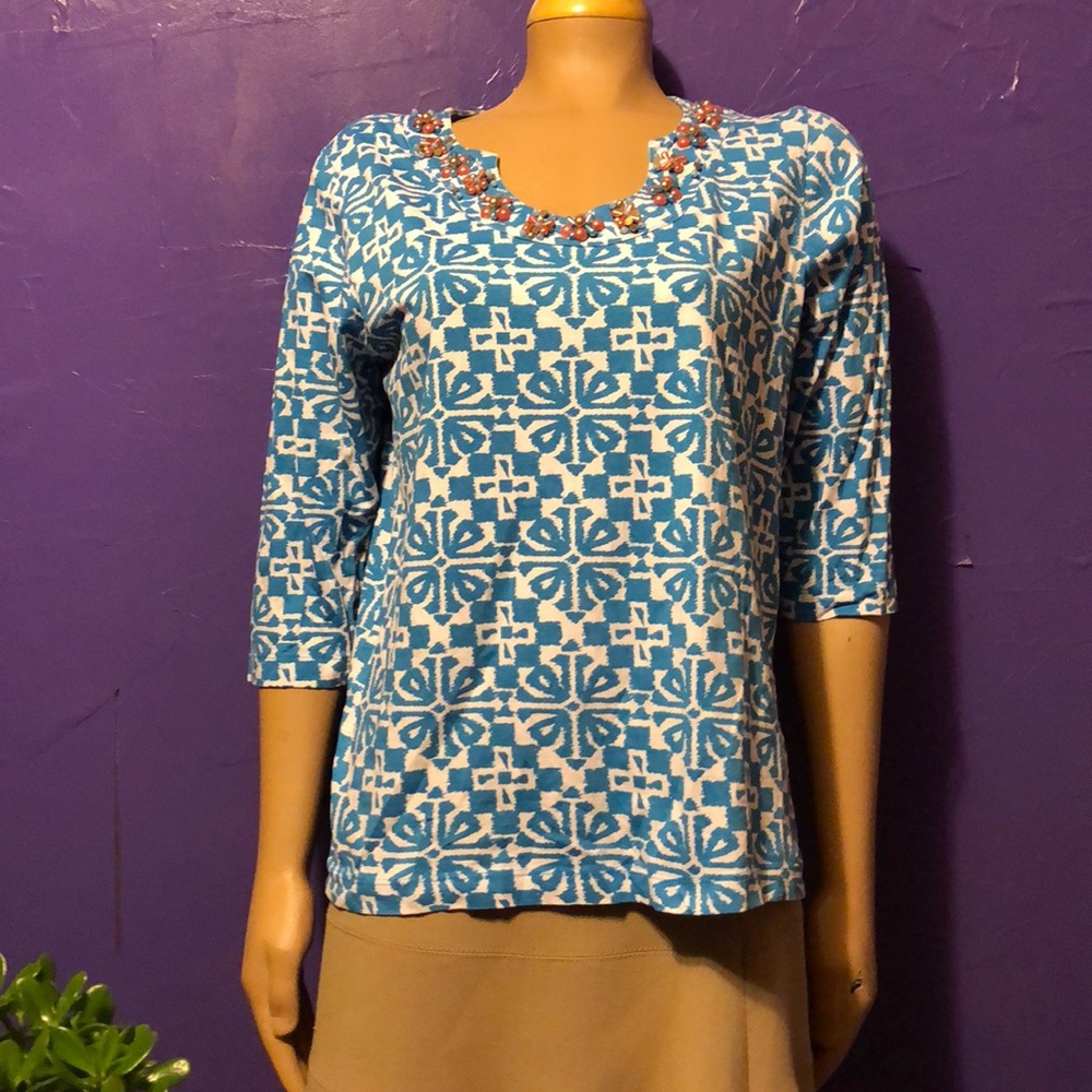 Boca Bay Medium Top Turquoise White beaded